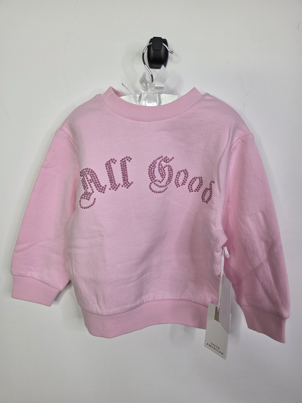 Kids Pink Rose Quartz 'All Good' Rhinestone Sweatshirt, 2T